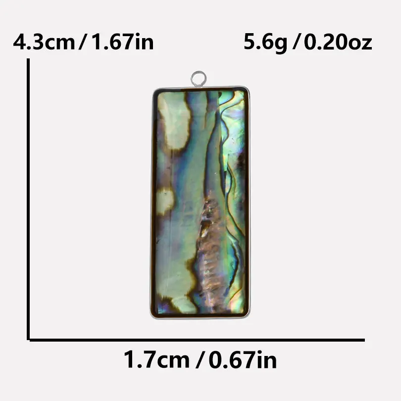 3pcs Abalone Shell Charm Round Rectangle Pendants