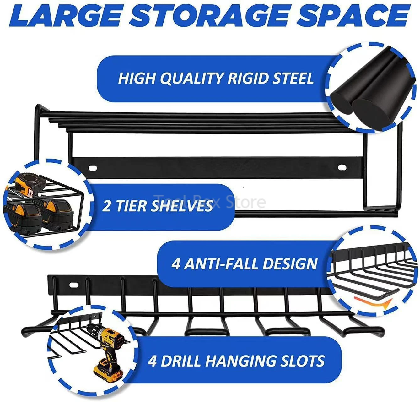 Imagem -06 - Chave de Fenda Ferramenta Elétrica Rack Suporte Broca Elétrica Resistente Flutuante Ferramenta Prateleira Chave Organizador Oficina Garagem Ferramenta Gabinete