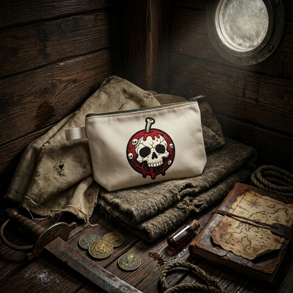 Demon Fruit of the Sea Secret Cartoon Love Zipper Stationery Storage Bag Travel Cosmetic Toiletry Storage Cosmetic Bag Unisex