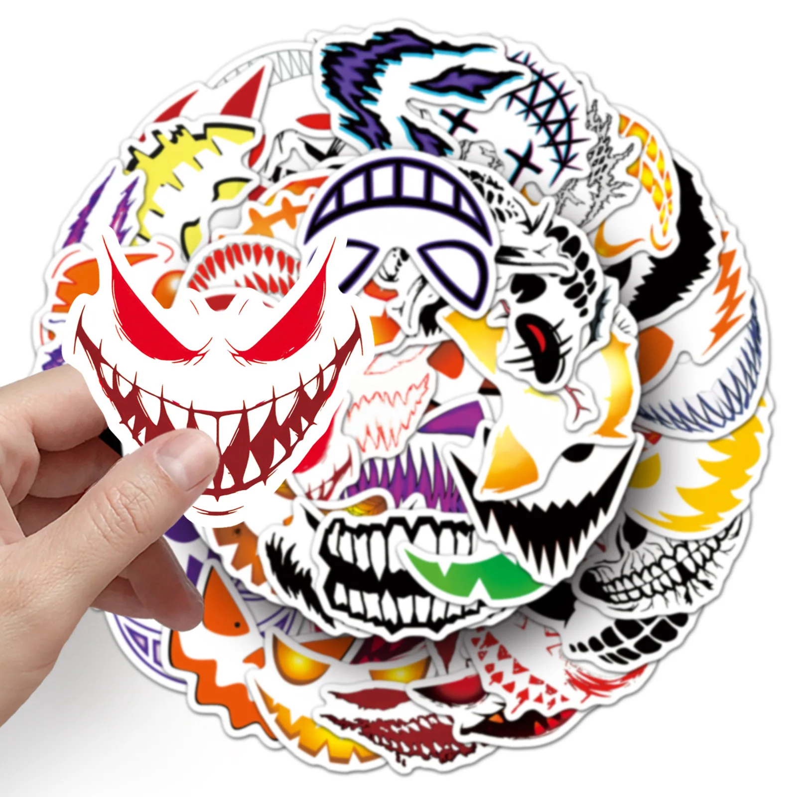 50pcs Halloween Spooky Grimace Doodle Stickers For Phone Case Tablet Skateboard Gothic Decor