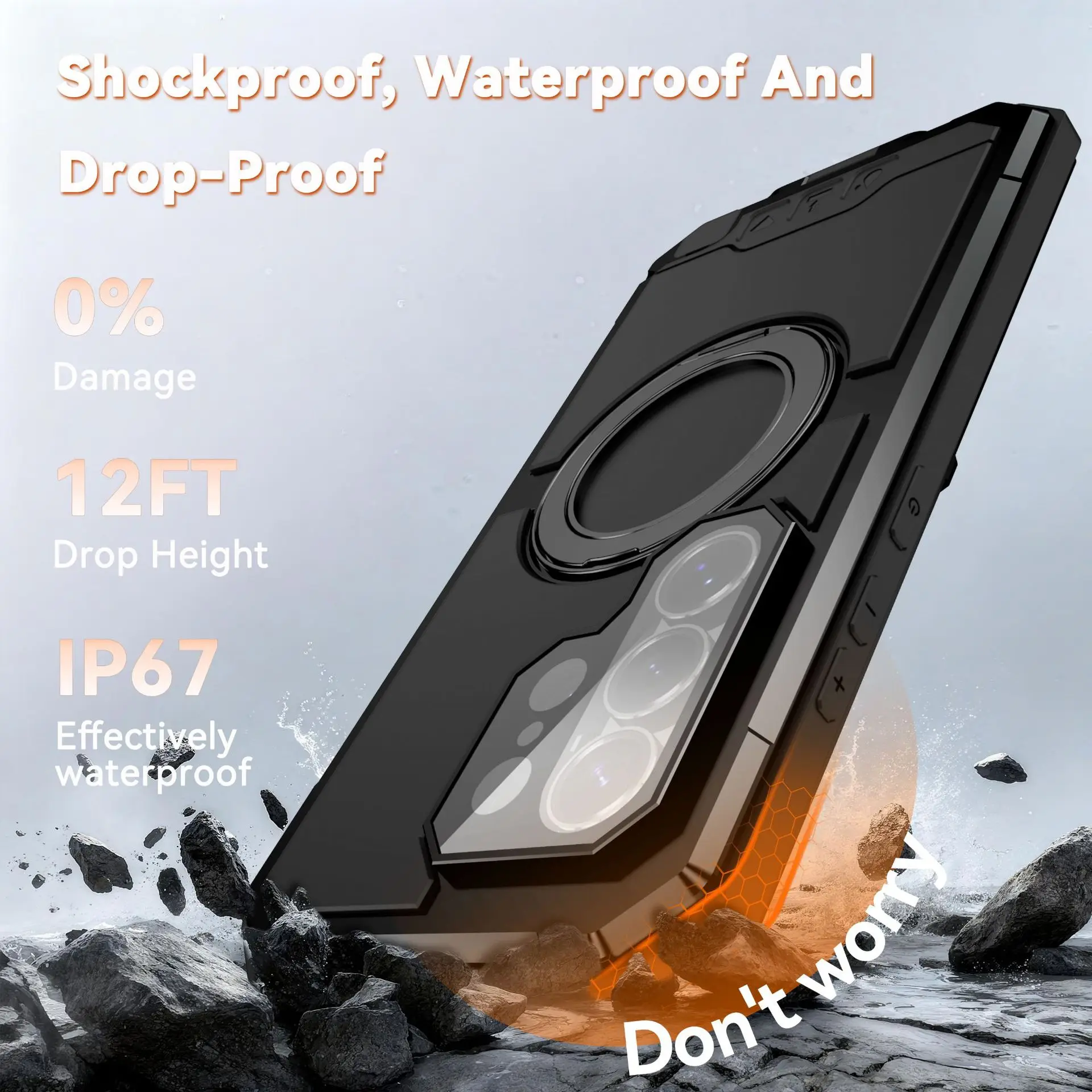 

Heavy Duty Military Armor Metal Ring Phone Case For Samsung Galaxy S26 Ultra Shockproof Cover Camera Holder Screen Protector