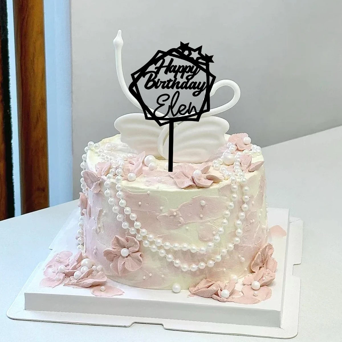 1PC Affordable Happy birthday wishes with star patterns Customized Name Cake Sign Cake Ornaments Unique Birthday Party Décor