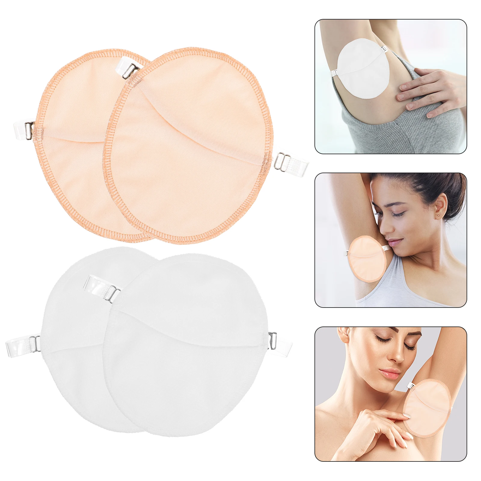 

2 Pairs Quick-drying Sweat Absorbent Pad White Milk Color Transparent Straps Reusable Women Underarm Shield Summer for women