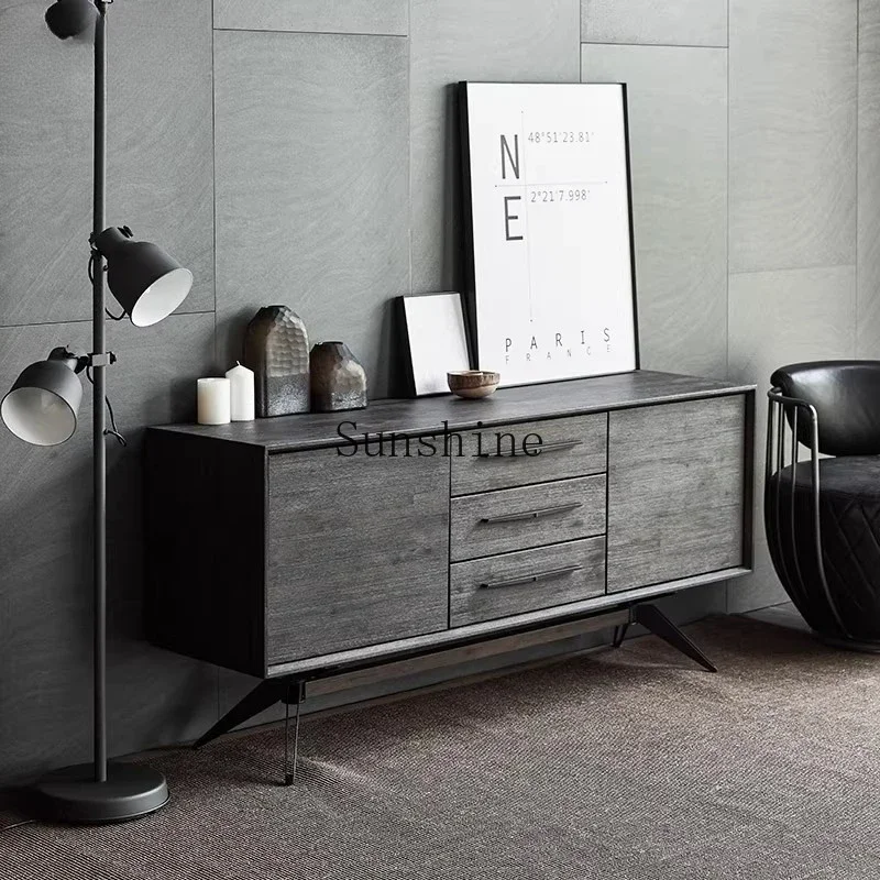 

Nordic simple solid wood dining side cabinet light luxury retro restaurant furniture FT