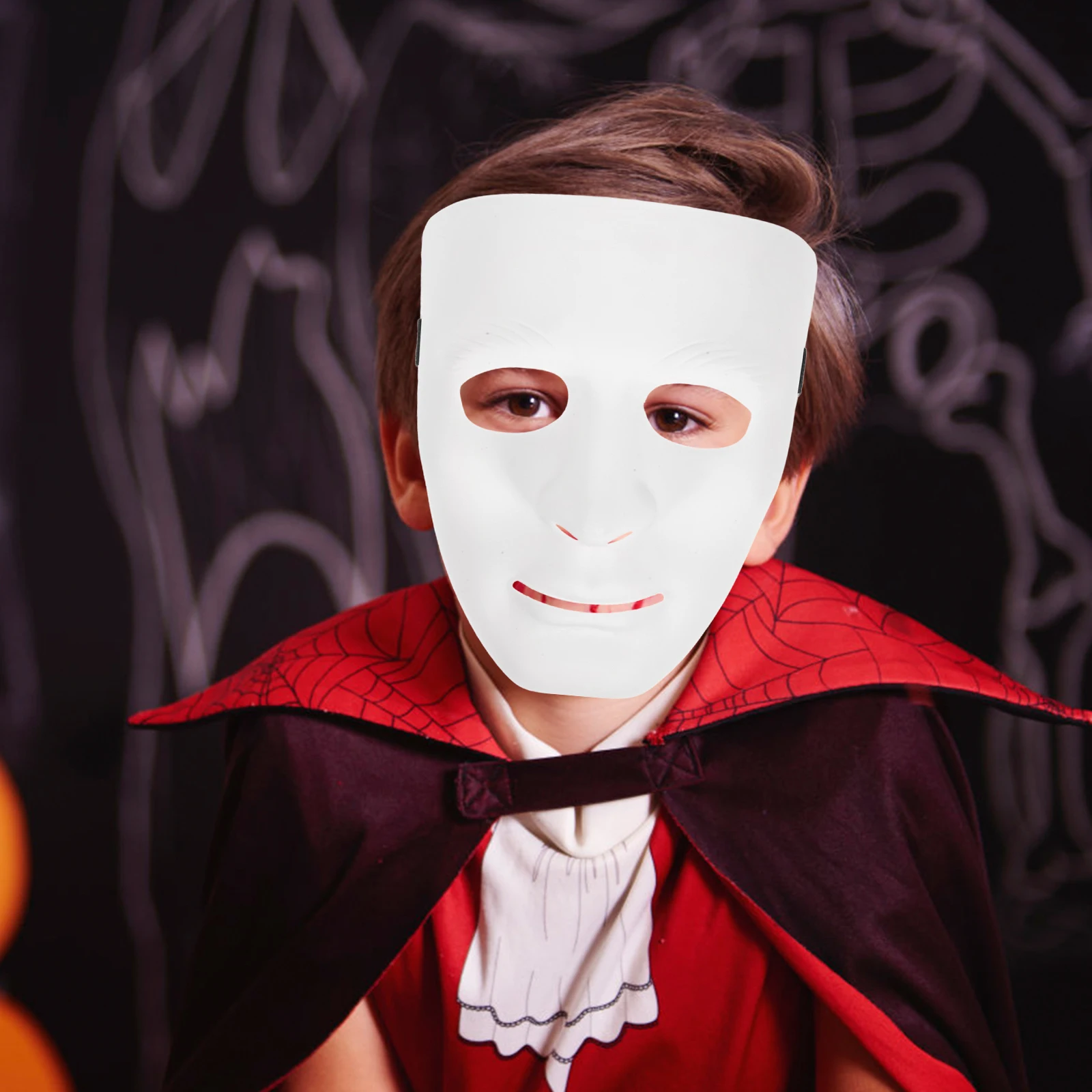 

5 Pcs Full Face Plastic Masks Masquerade Halloween Dance Party Props Cosplay Costumes Adjustable Elastic Band Black