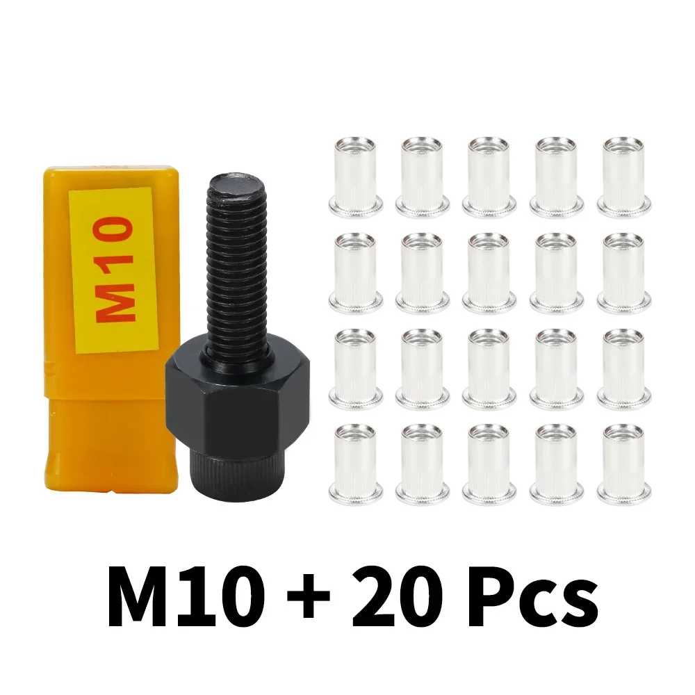 21pcs Hand Rivet Nut Gun Stainless Nuts Set Riveter Tool M3 M4 M5 M6 M8 M10 For Rivet Nut Gun Riveting Riveter Tool