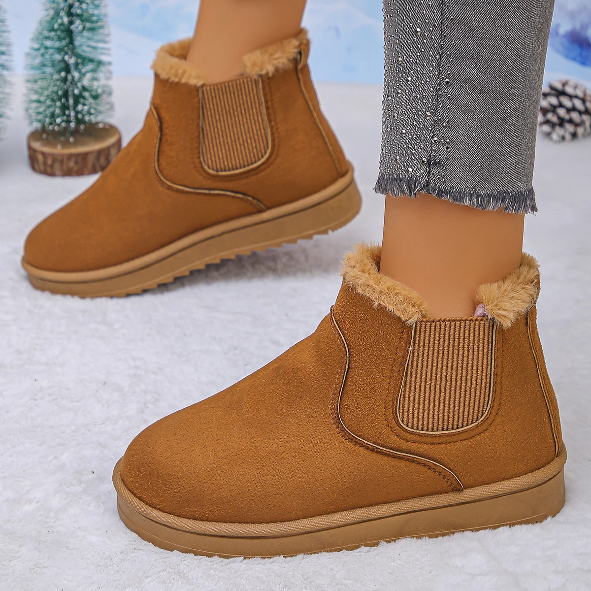 

Women Short Snow Boots Anti-slip Comfortable Flats Platform Designer Shoes Women Slip on Casual New Ankle Boots Zapatos De Mujer