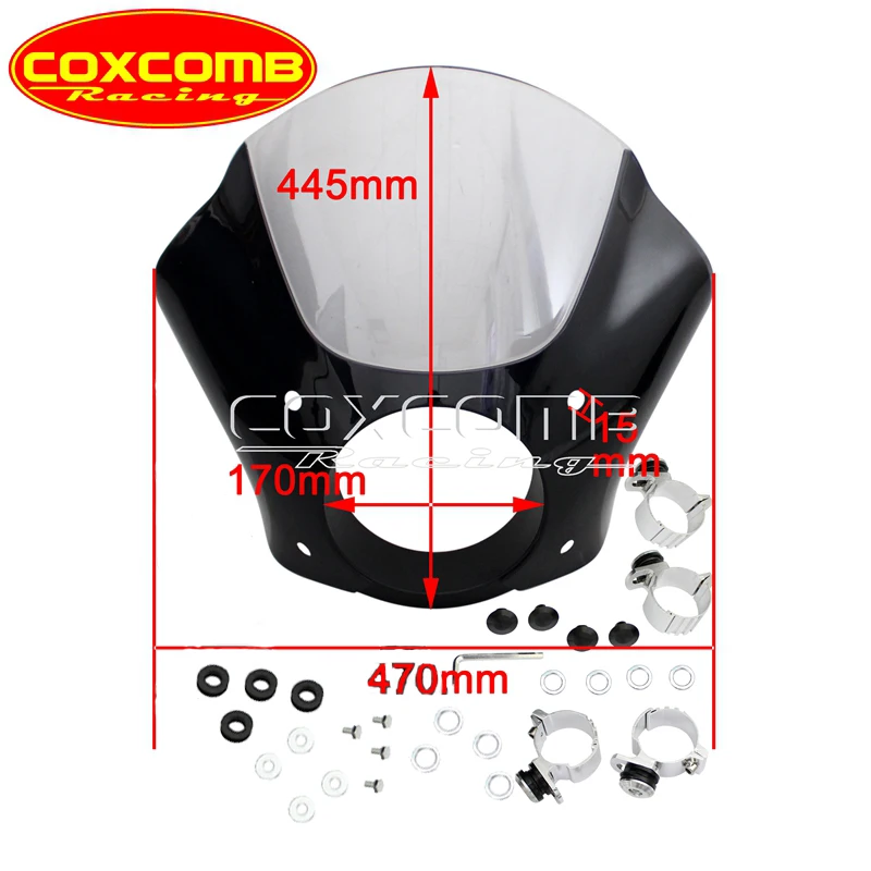 39mm Gauntlet Headlight Windscreen Fairing Windshield Mount Clamp For Harley Sportster 1200 Sport Nightster Custom XL1200C 88-07