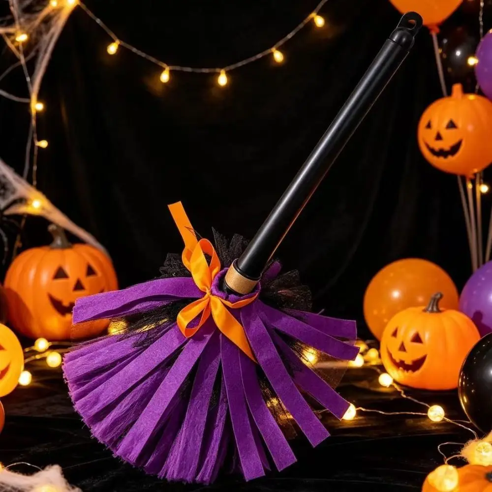 Sound Activated Halloween Witch Broom Electric Rotating Plastic Witch Broomstick Floating Broomstick Moving Broomstick