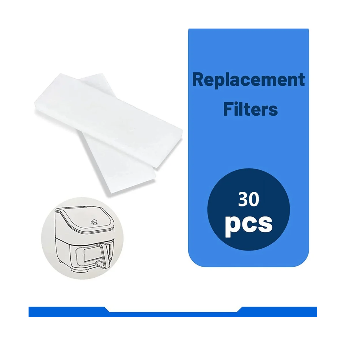 30 PCS Replacement Filters for Pot Vortex Plus 6QT Filters Can Odor Erase and Oil Residue