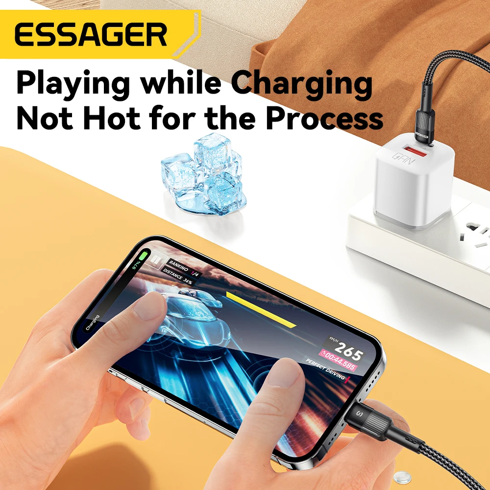 Essager-Cabo de Carregamento Rápido USB C, Carregador de Linha de Dados, Cabo de Fio para Celular, iPhone 14, 13, 12, 11 Pro Max, XS, 20W, iPad