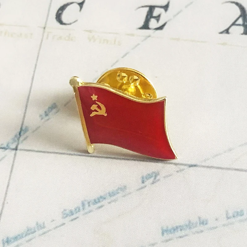 USSR Lapel Pin  Russia  National Flag Crystal Epoxy Metal Enamel Badge Brooch  Collection Souvenir Gifts  Lapel Pins Accessories