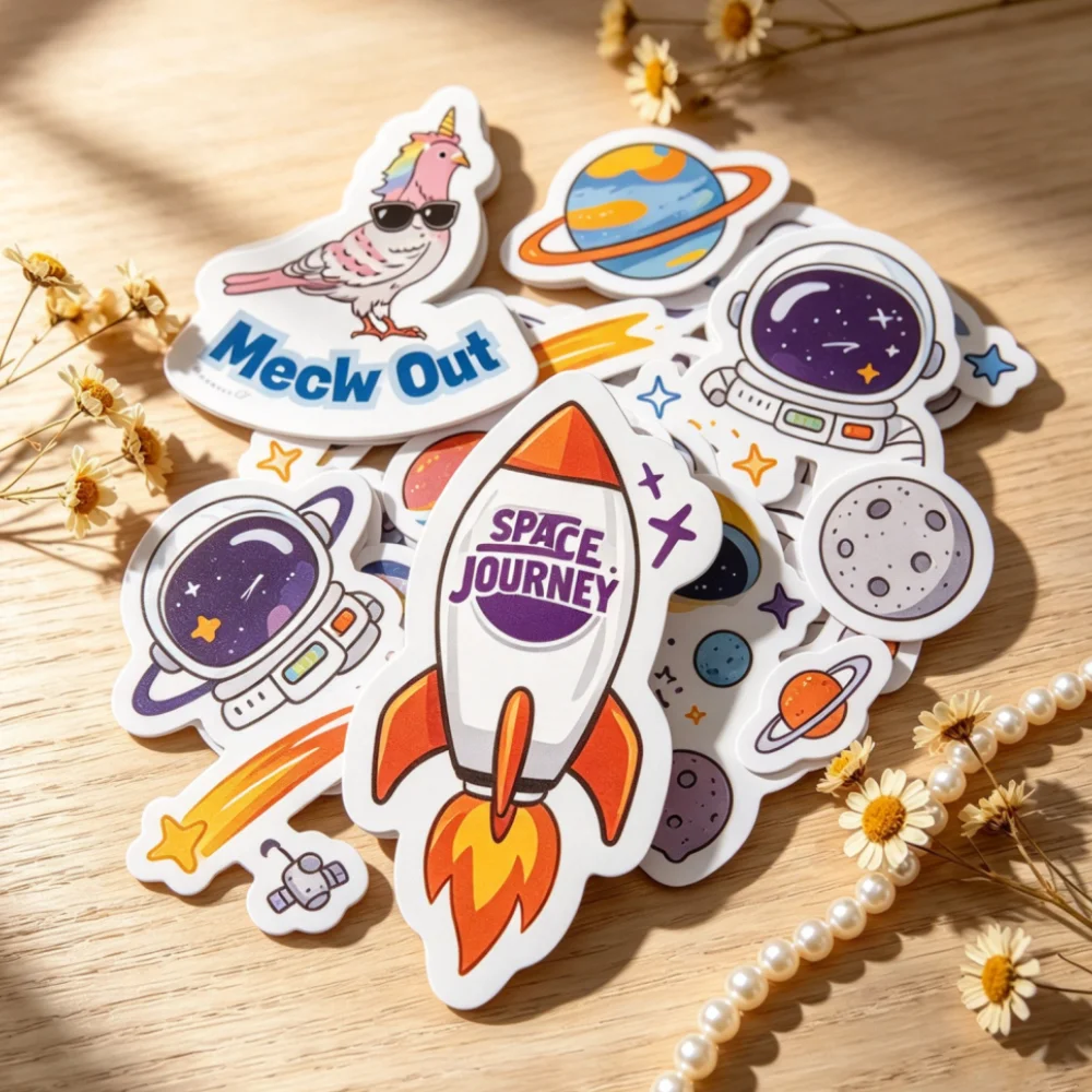 100Pcs Custom Die‑Cut Vinyl Stickers, Waterproof Personalized Brand Logo Stickers for Packaging, Laptops, Gifts & Water Bottles