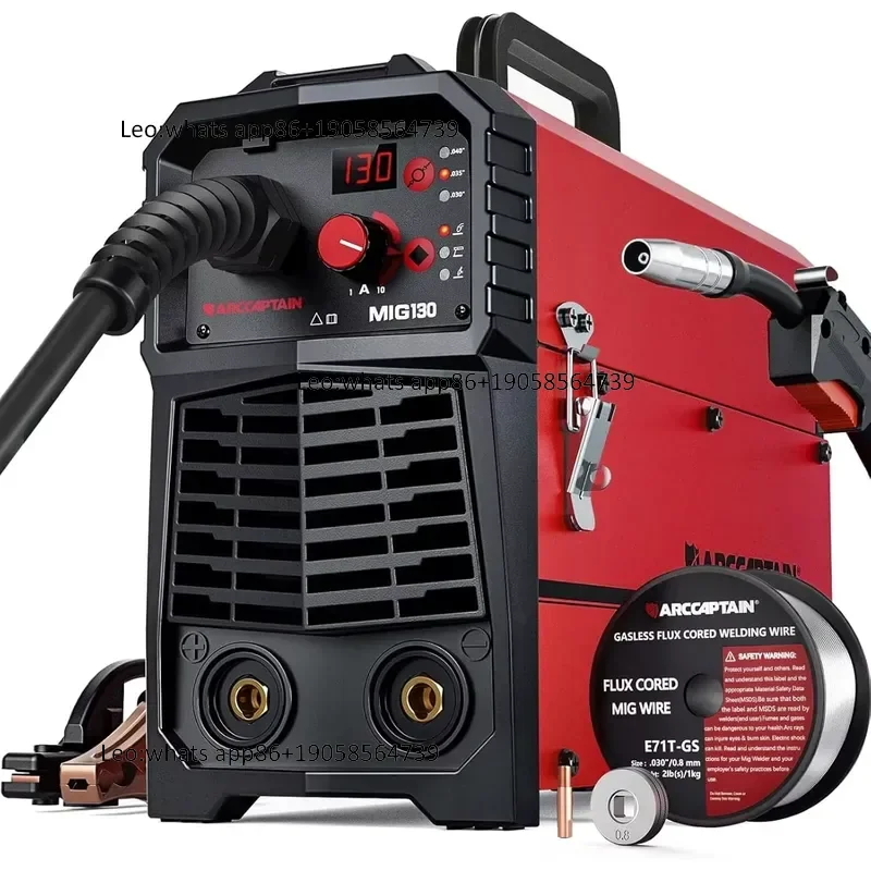 MIG130 130A MIG Welder 110V 3 in 1 Welding Machine with Synergy, IGBT Inverter Gasless Portable MIG Welding