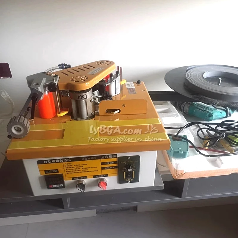 220V Edge Banding Machine LY-400 Width 6-60mm Customized with Wide Wheels and Glue Adjust for Straight and Curved Edges Banders