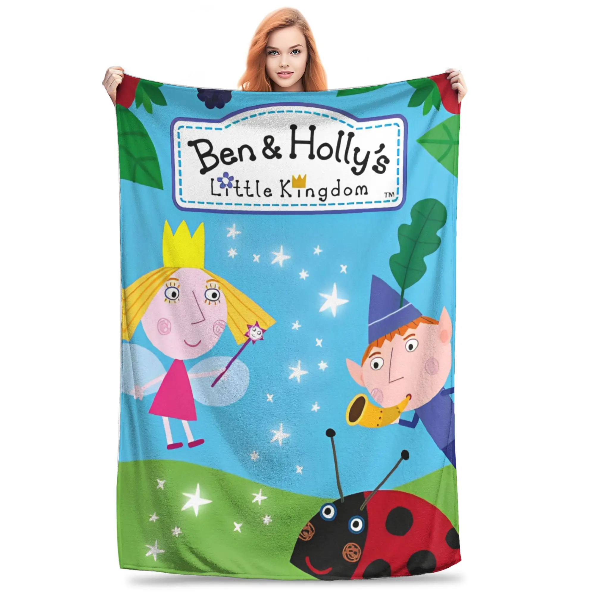 B-Ben And H-Holly Wool Blankets  Customized Throw Blankets for Home Hotel Sofa  125*100cm Rug Piece,