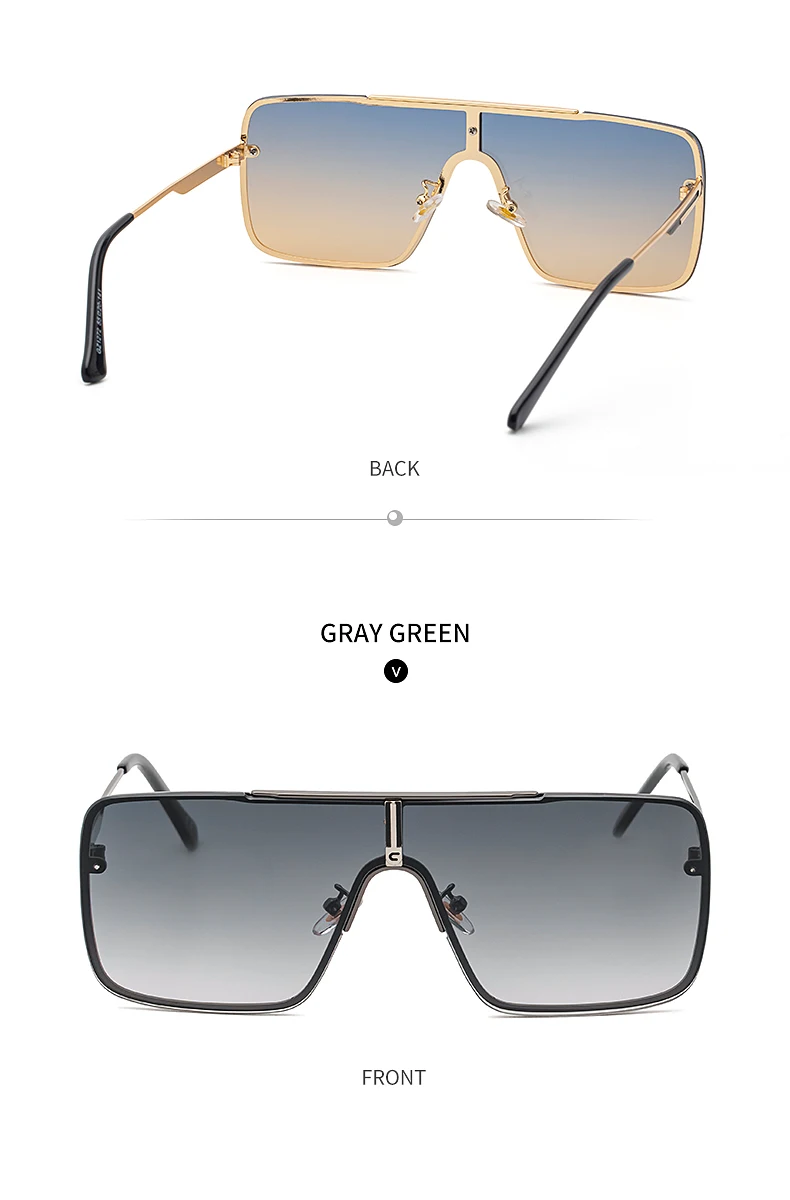 Übergroße Steampunk Einteiler-Sonnenbrille für Herren 2026 Luxusmarke Randlose Punk-Sonnenbrille für Männer Vintage Eyewear Shades – Detail 19