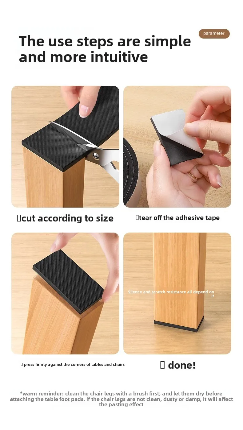 Verdickte Rutschfeste Möbelpads Selbstklebende Gummi-Schalldämpfungsmatten Tisch- und Stuhl-Fußschutzpolster Stoßfänger Anti-Rutsch-Pad DIY-Form – Detail 12