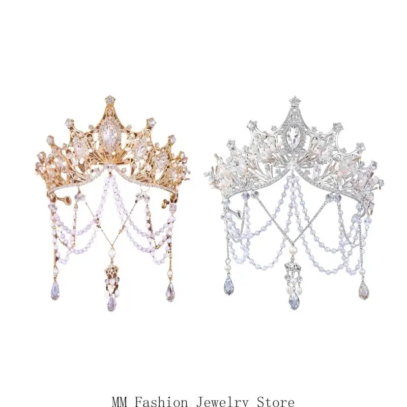 

Pearls Hair Accessory for Women and Girls Elegant Fringed Design Comfortable Wear Headpiece for Family Gatherings D0UB