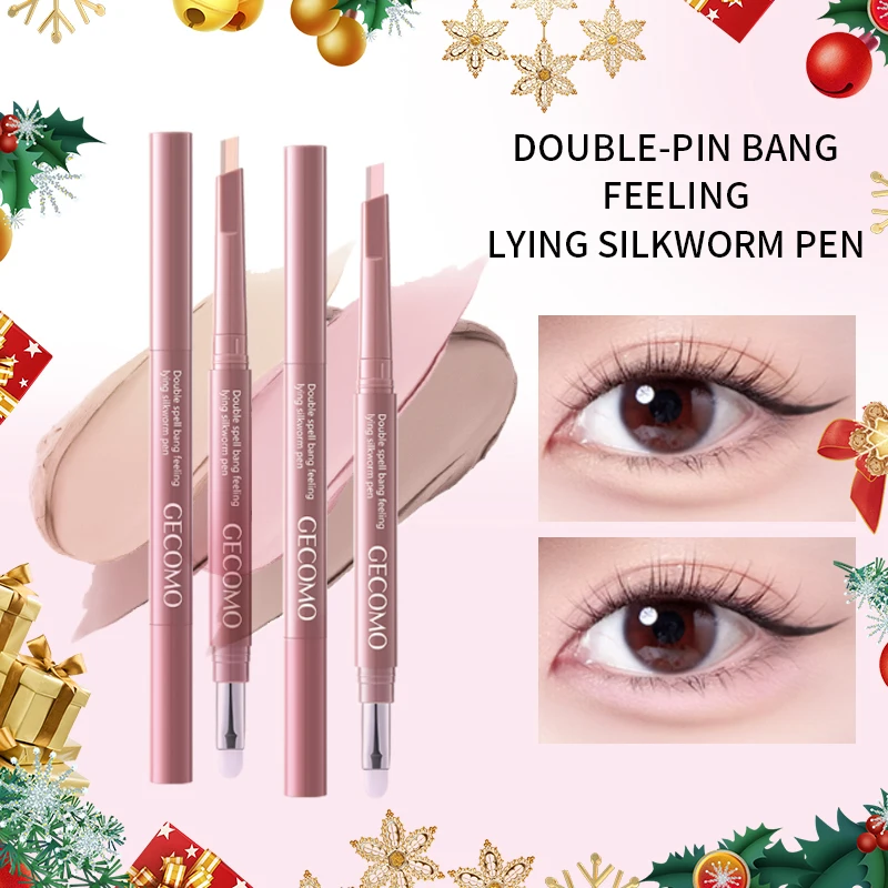 게코모 더블 스펠 슬리핑 실크웜 펜, 하이라이트 섀도우 투인원, 피부를 밝게 하고, 슬리핑 실크웜을 수정하고, 자연스러운 메이크업