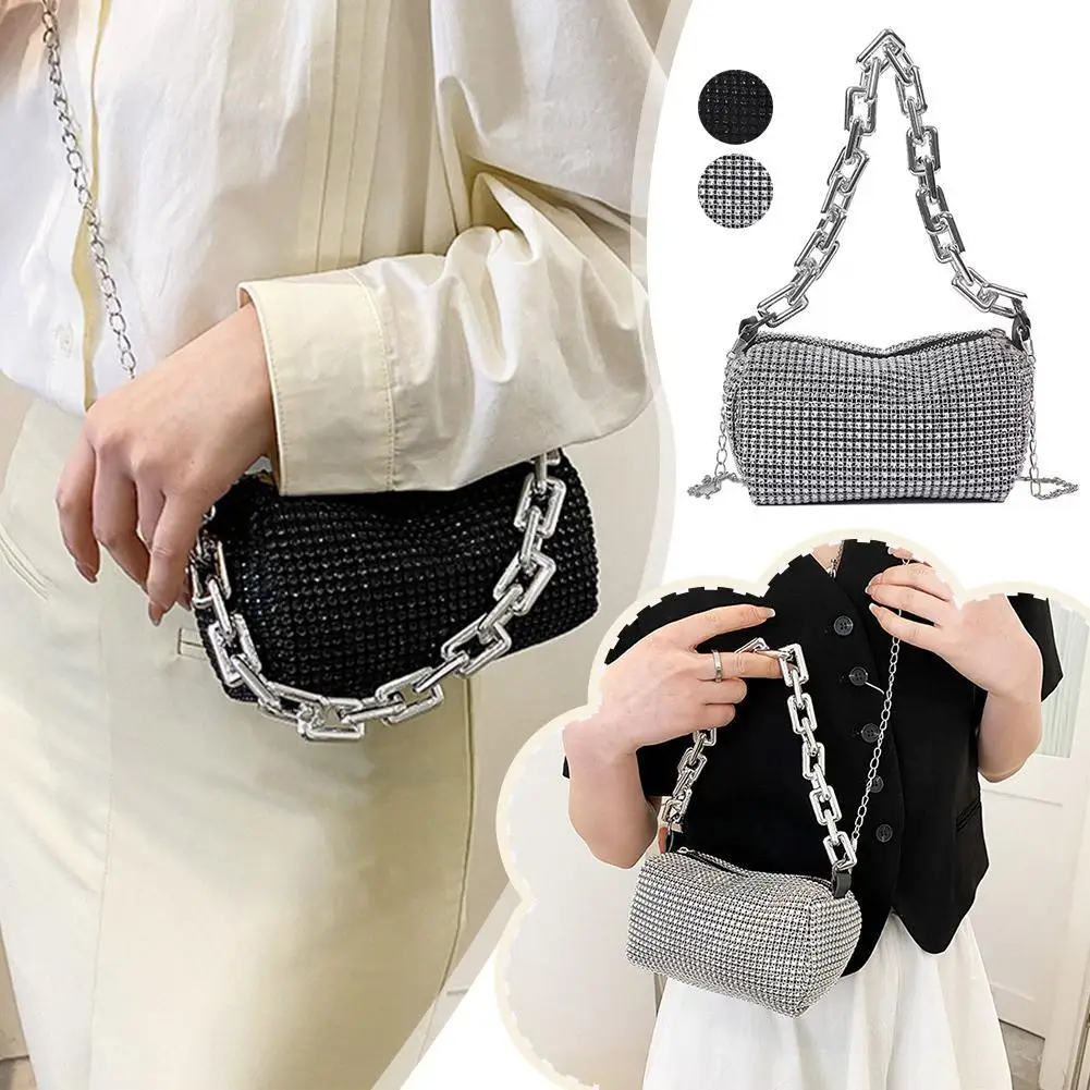 

2026 Newly upgrade Allover Bucket Bag, Glitter Chain Prom Purse, Women's Mini Crossbody Bag