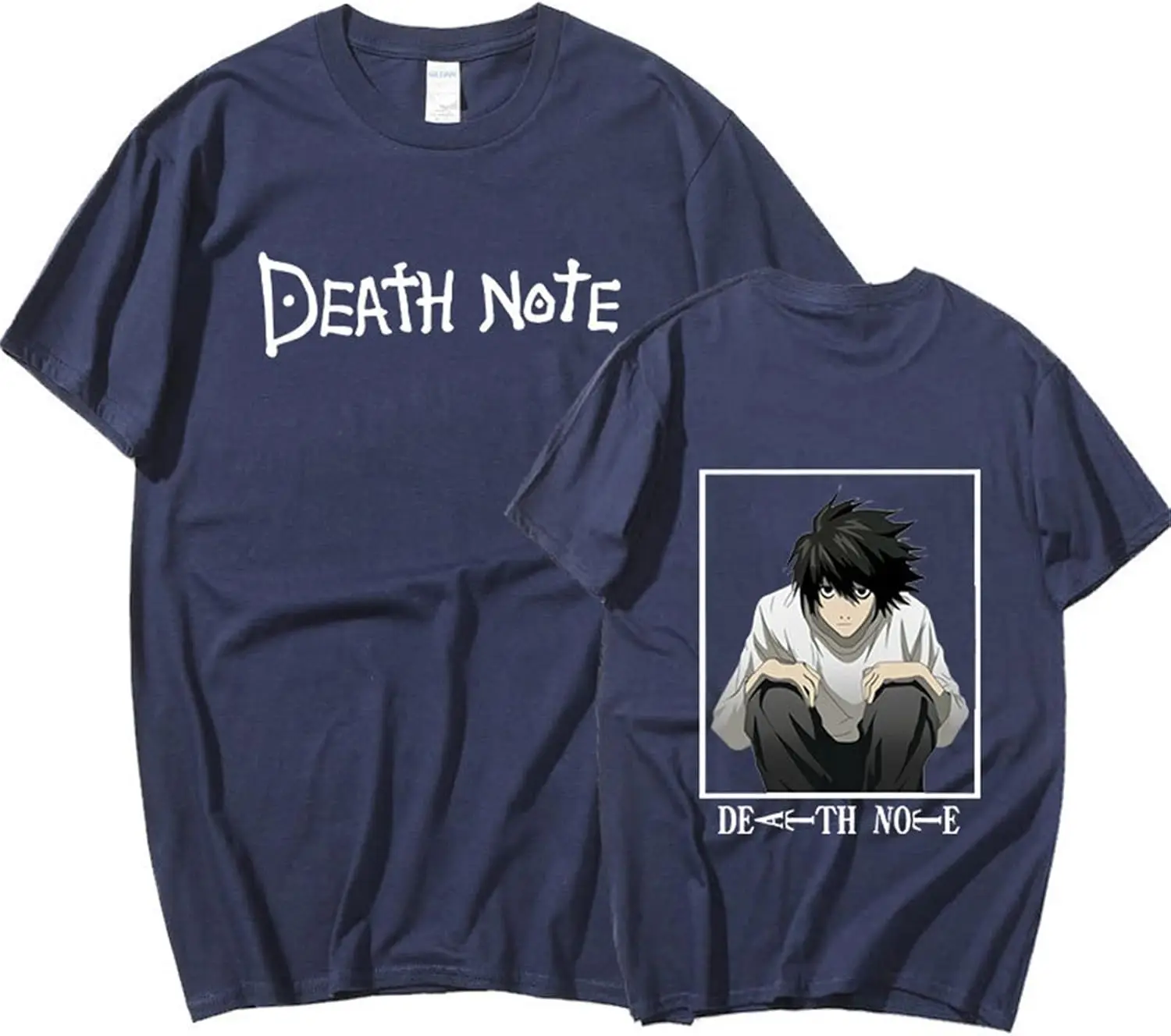 Death Note T-Shirt L·Lawliet Yagami Light Cosplay T-Shirt Unisex Rundhalsausschnitt Kurzarm T-Shirts für Männer Frauen