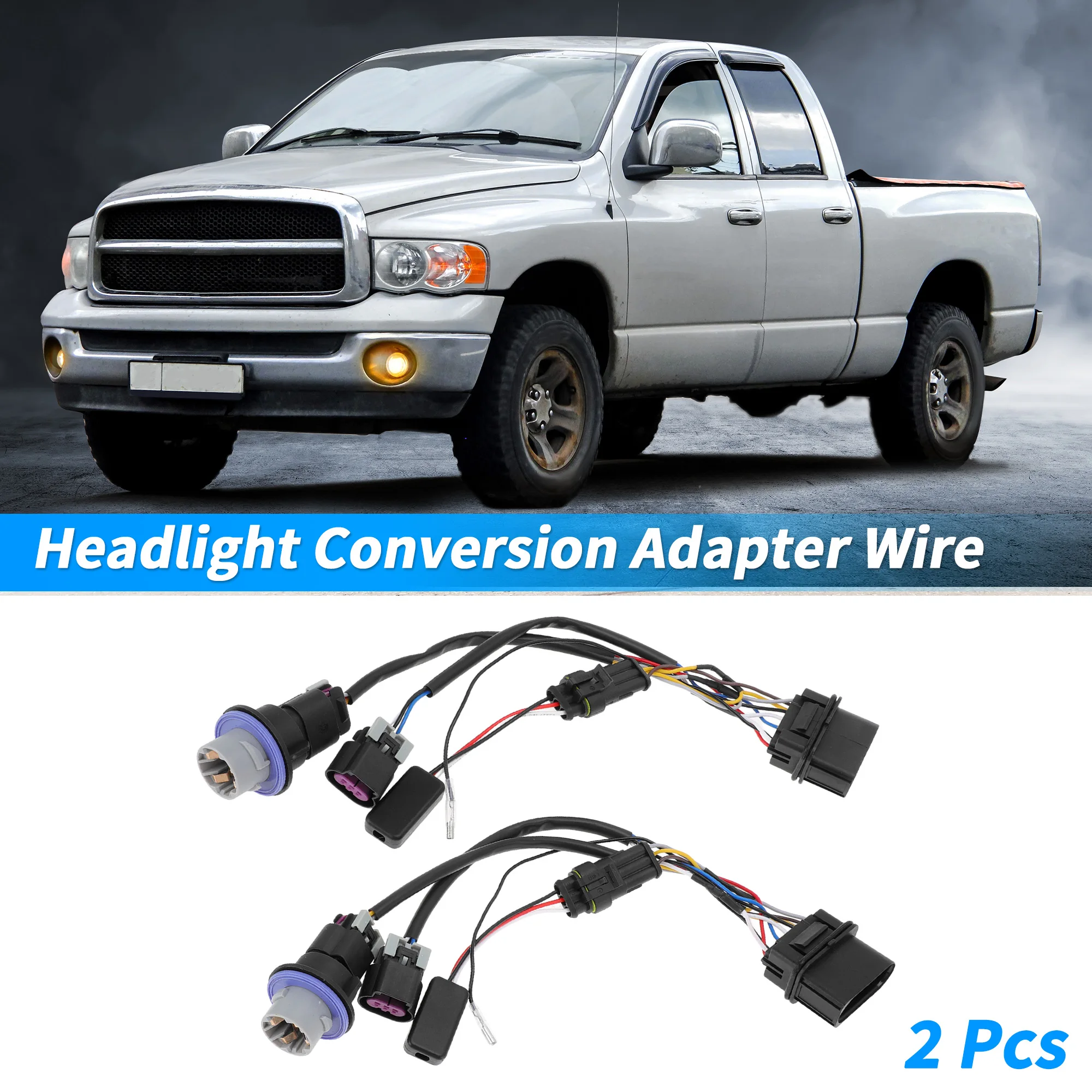 

X Autohaux 2pc Projector Headlight Converter Adapter Wire for Ram 1500 2500 3500 2013-2018