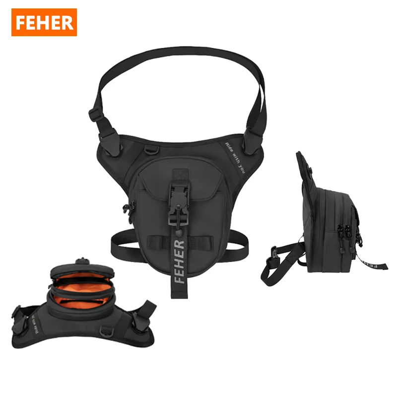 

FEHER Motorcycle Thigh Bag Waterproof Unisex Multi-Functional Tear-resistant Motorbike Leg Bag Expandable Outdoors Tactical Bag