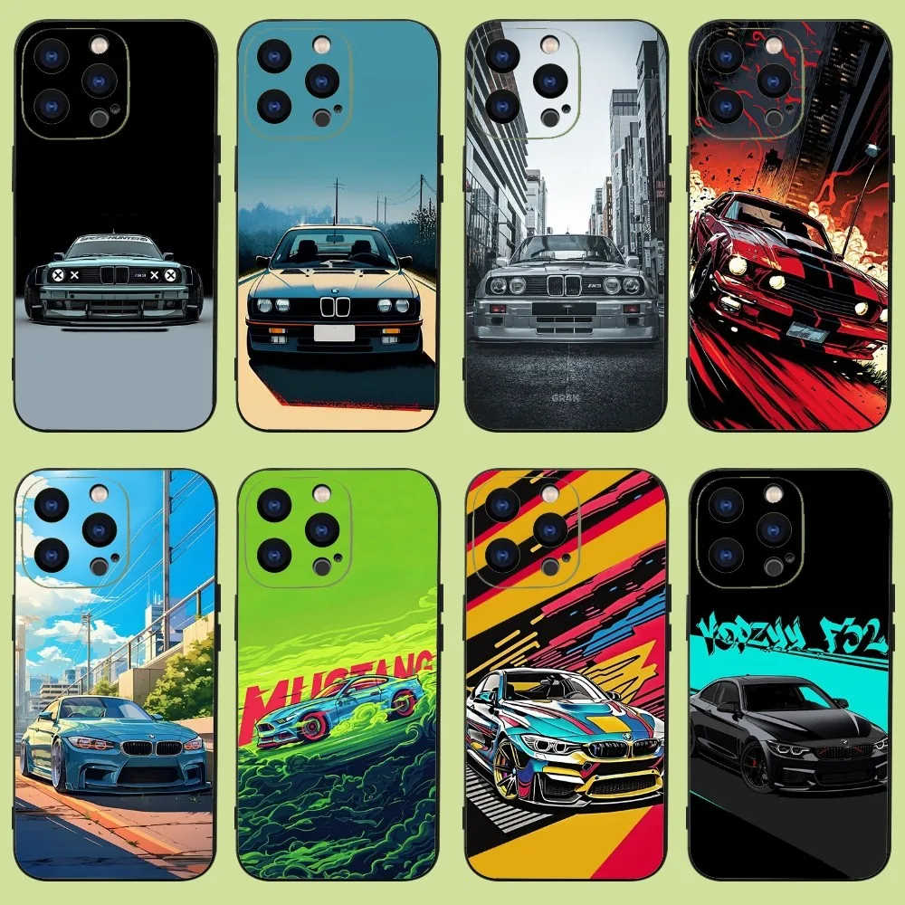 B-Blue Red Car for B-Bmwes-S Phone Case For iPhone 15,14,13,12,11 Plus,Pro,Max,XR,XS,X,7,8 Plus,SE,Mini Silicone Soft