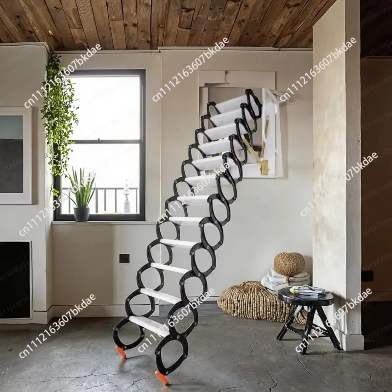 Wall-mounted folding ladder, 2-step attic staircase drop-down to decorate the house