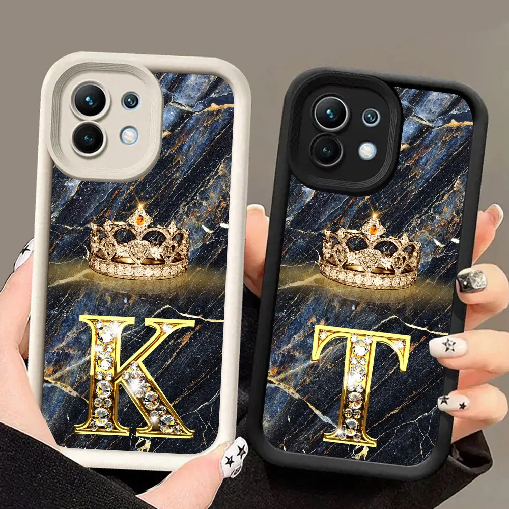 

Letter K T F W Q Marble Phone Cases For Xiaomi 14T 14 13T Pro 12 13 11 Lite POCO F3 F5 X3 X5 X6 M5s M6 Pro Soft Shockproof Cover