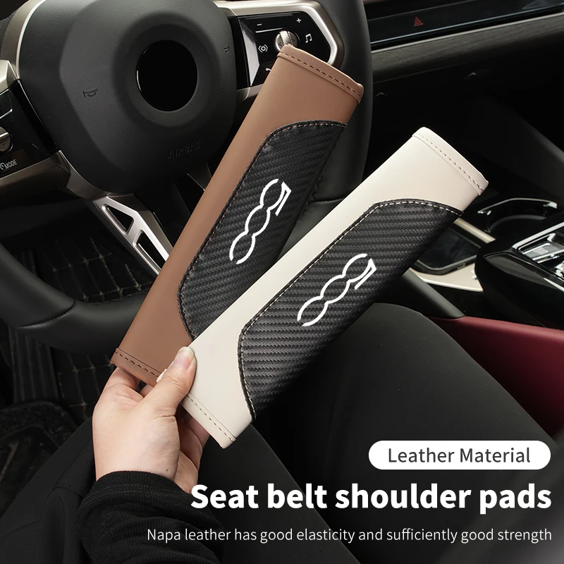 2Pcs Car Seat Belt Covers Leather Shoulder Pads Auto Accessories For FIAT Grande Punto 500 Abarth Tipo Panda Ducato Freemont Dob