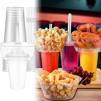 Taza de plástico desechable, cuenco para aperitivos, vaso de paja para sorber, fiesta, Picnic, película, noche, patatas fritas, soporte para frutas, taza para bebidas al aire libre