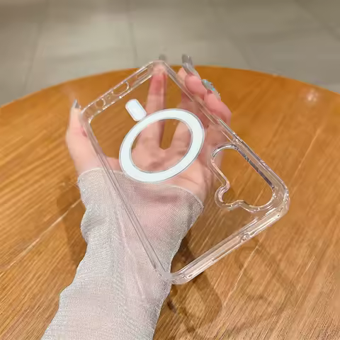 Magnetic Clear Acrylic Case For Samsung Galaxy S24 S23 S21 FE S25 Plus Ultra Note 20 10 Plus For Magsafe Wireless Charge Cover