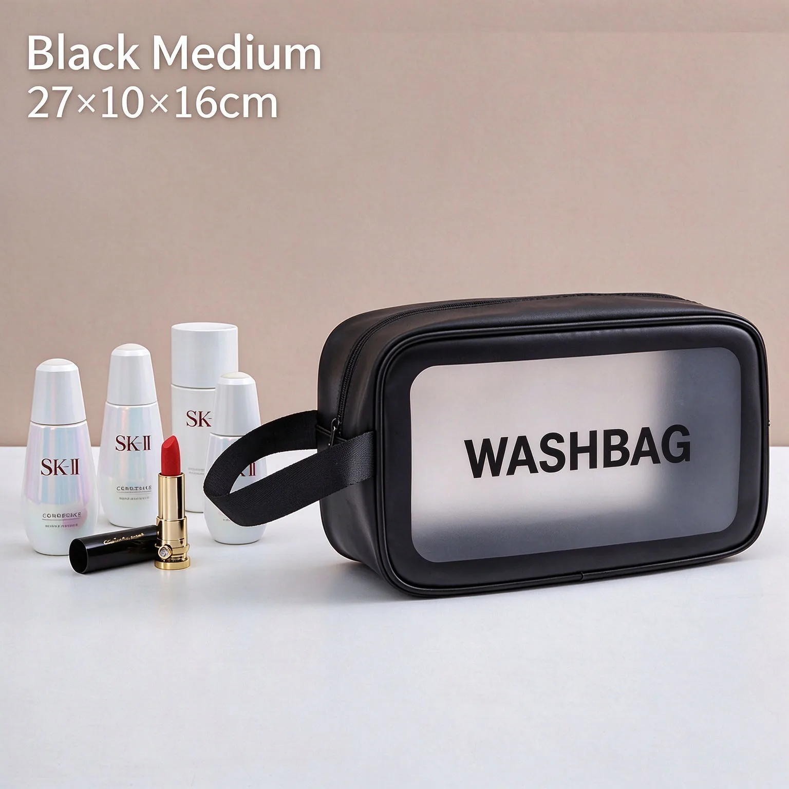 Waterproof Transparent Travel Cosmetic Bag with Handle Multi-size Toiletry Pouch for Skincare Cosmetics Wash Bag Organizer