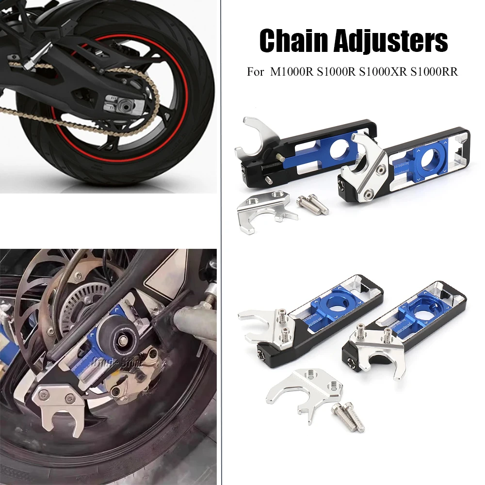 

Motorcycle Accessories CNC Rear Wheel Axle Blocks Chain Adjusters Tensioners For BMW M1000R S1000R S1000XR S1000RR S1000 RR