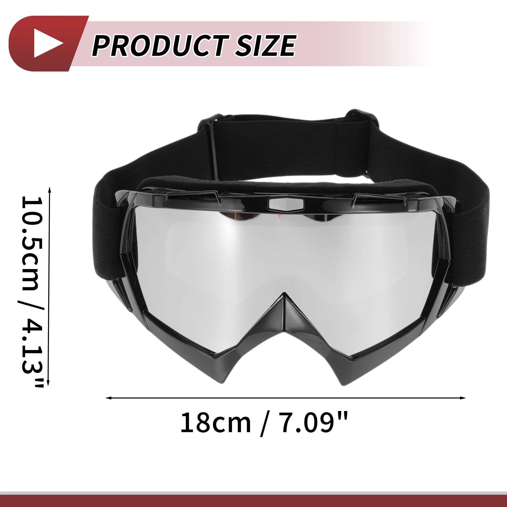 

X Autohaux 1 Set Motorcycle Riding Goggles PC TPU Cycling Goggles Silver Tone Lens Black Frame