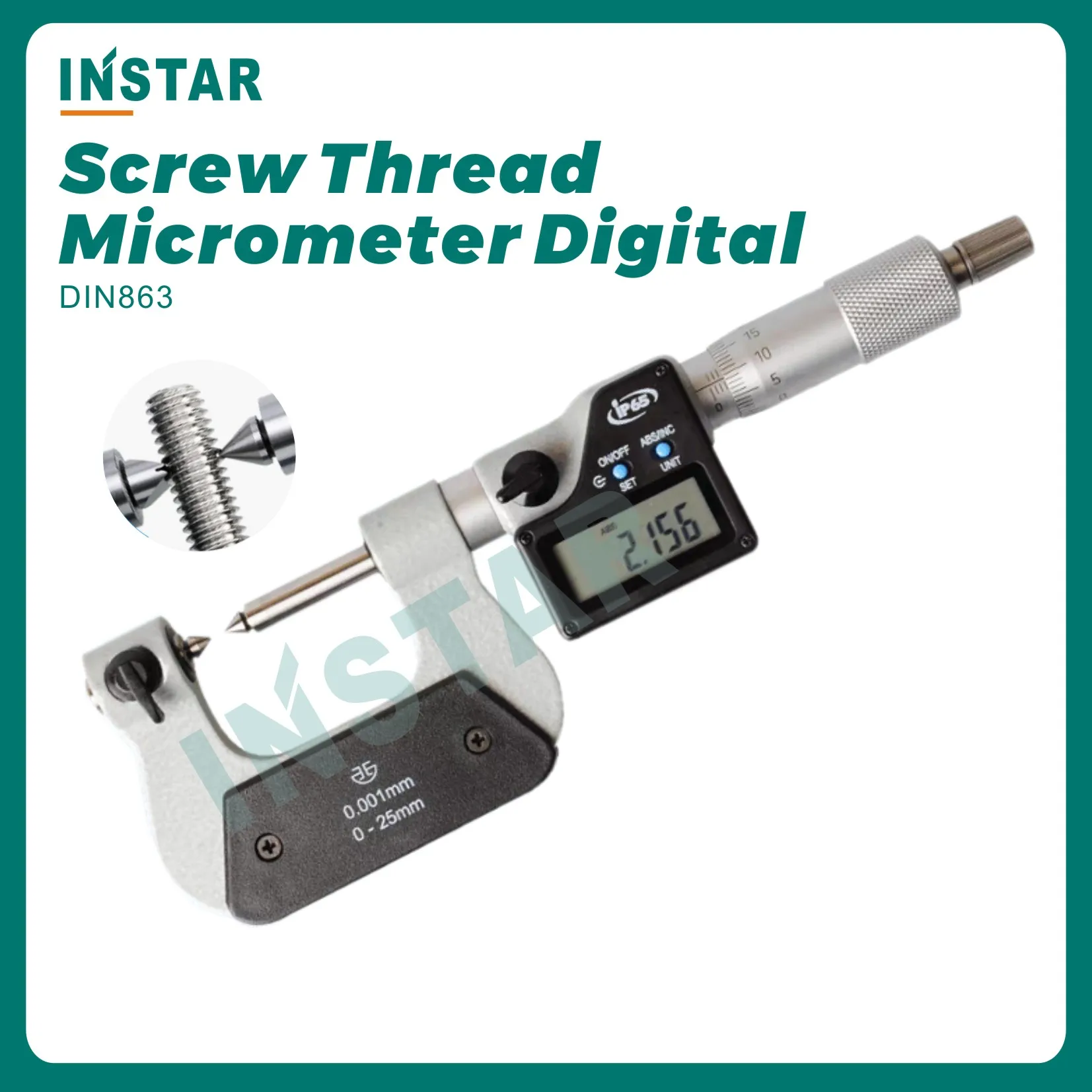 Electronic Screw Thread Micrometer 0-25mm 25-50mm DIN863 Industrial Quality With Anvils 50-75mm 75-100mm Digital Gage 0.001mm