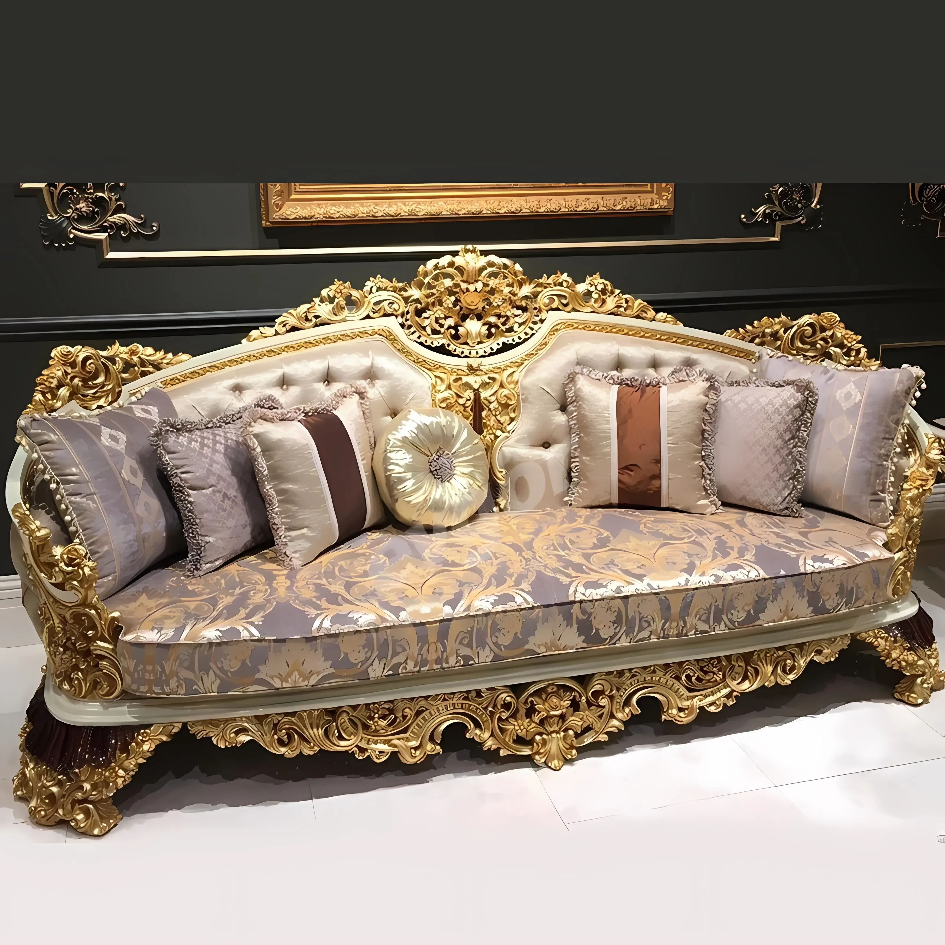 

European solid wood carved leather sofa Italian luxury custom sofa French fabric sofa whole house furniture