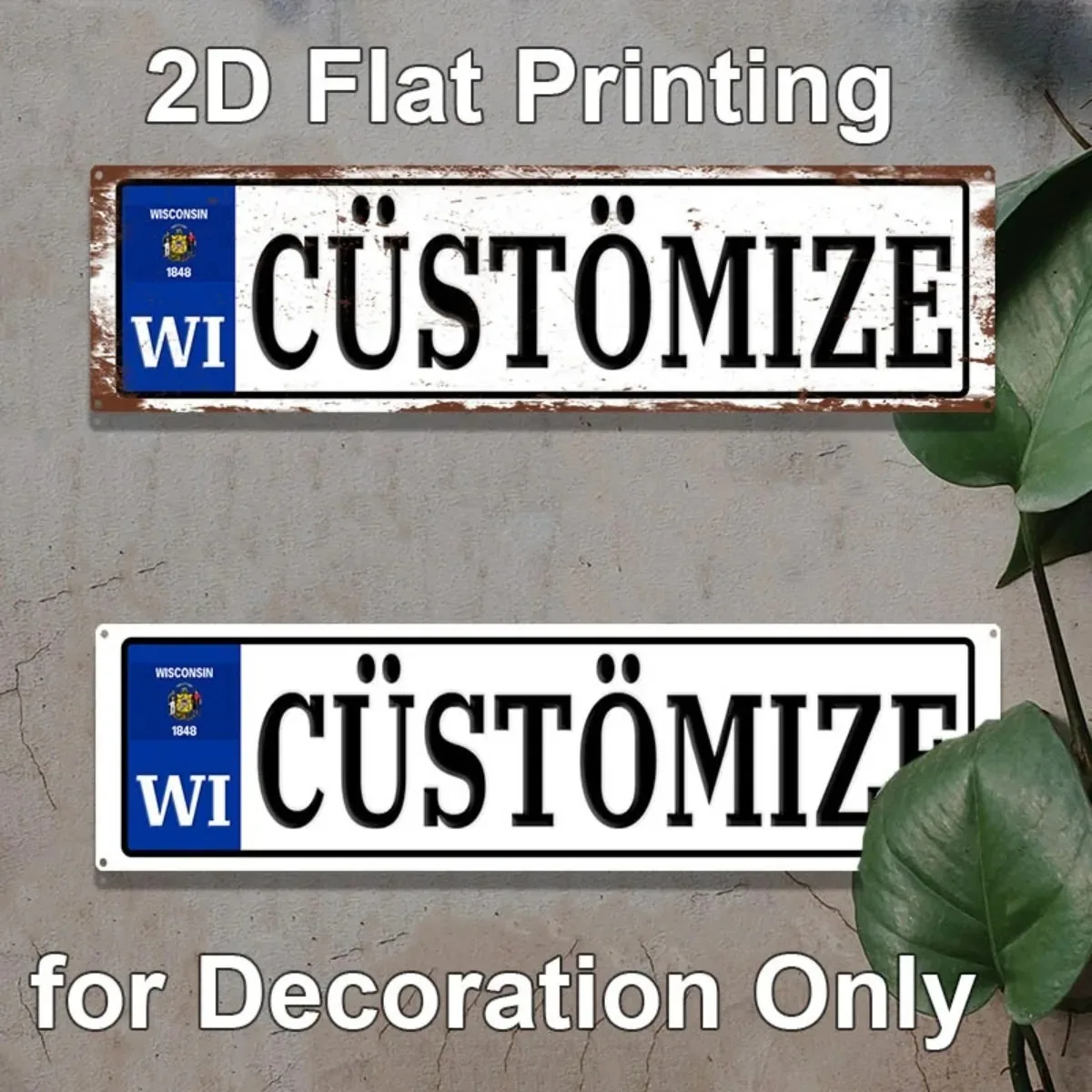 CIFbuy Wisconsin Aluminum Decor Plate,2D Flat Print Custom Text Personalized Farmhouse Bar Wall Decor (Only For Decoration)