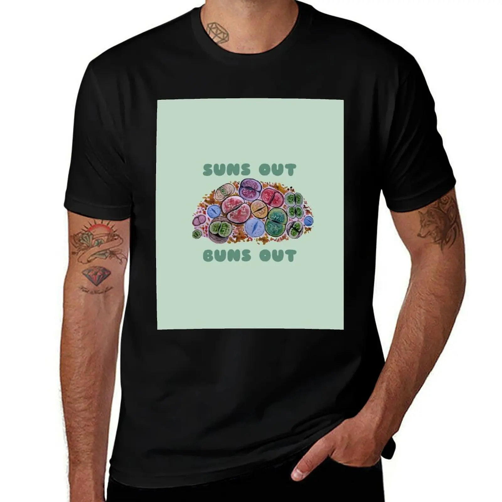 

Lithops “suns out buns out” Succulents T-Shirt graphic t shirts for man man t shirt summer