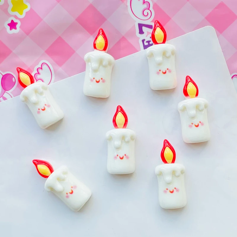 White Candle Resin Scrapbook, Cute Cartoon, Birthday Party, Wedding Hairpin, DIY Jewelry, Decore Acessórios, Novo, 20 Pcs