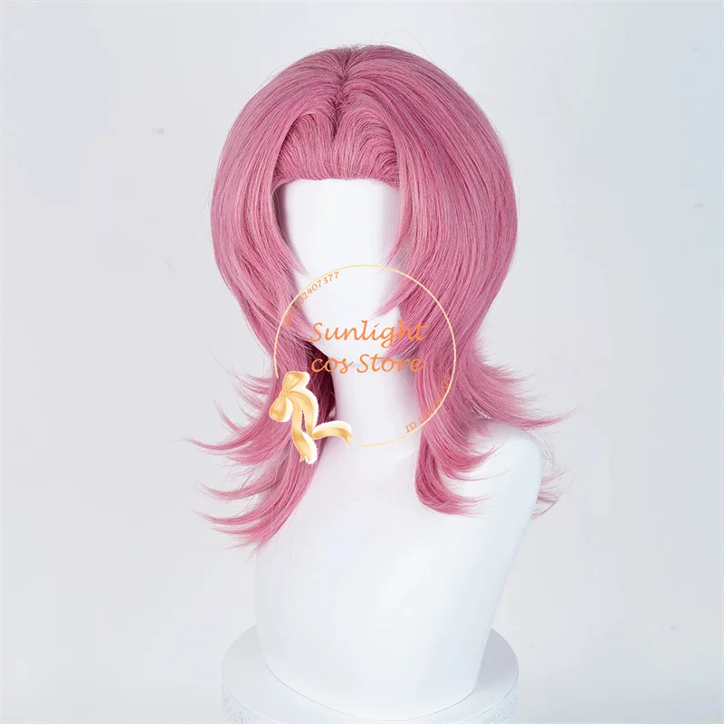 Saja Boys Romance Cosplay perruque rose 48 cm perruque Jinu bébé Abby Romance mystère Cos Anime perruque pour hommes résistant à la chaleur cheveux synthétiques