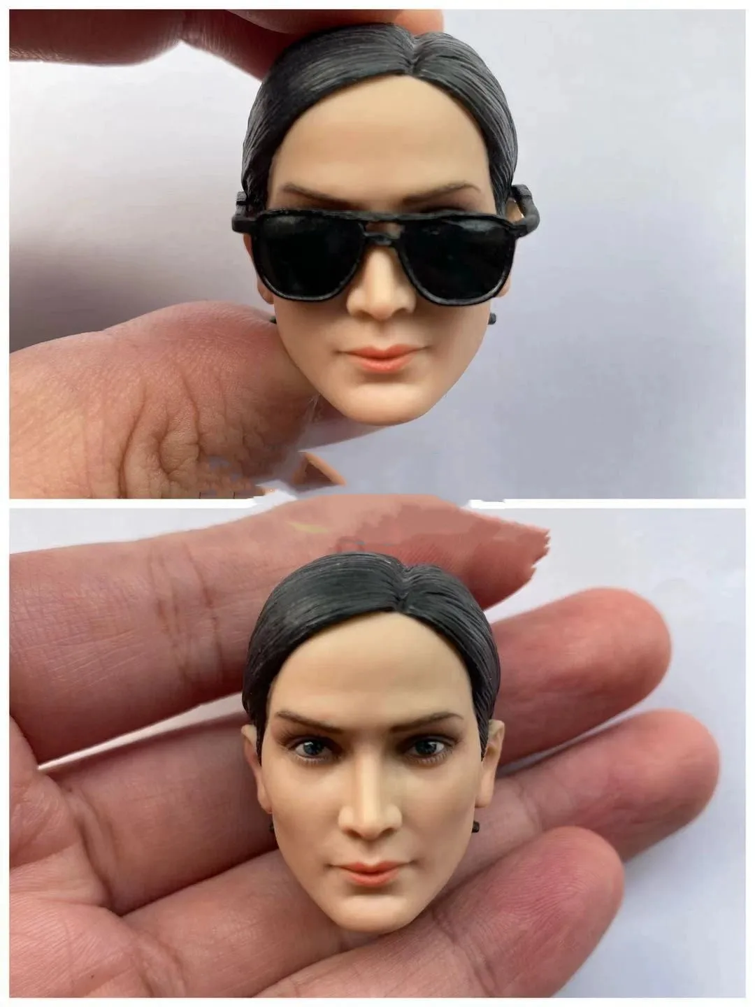 

Carrie-Anne Moss Actor Head Sculpture 1/6 Scale Sunnglasses Female Anime for 12'' Soldier Girl Action Figure Toys Collection