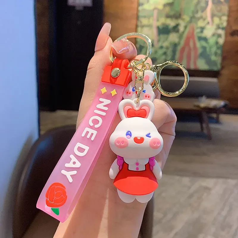 2023 Cute Bunny New Year's Gift Keychain Cartoon Chinese Zodiac Year of The Rabbit Car Key Chain Ring Bag Pendant Wholesale