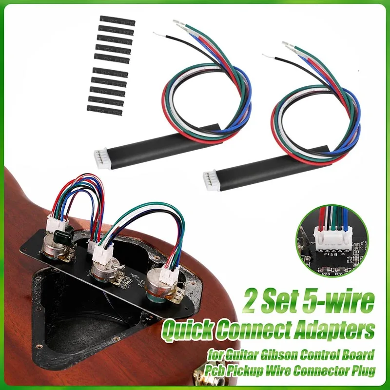 For Gibson Control Board Pcb Pickup Wire Connector Plug 2 Set 5-wire Quick Connect Adapters