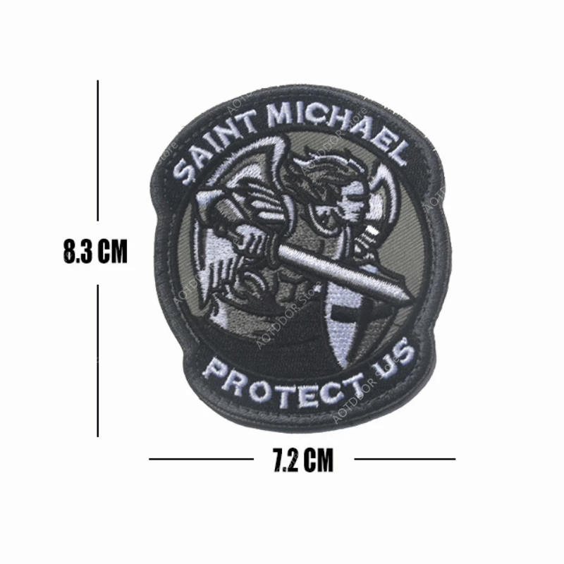 Saint Michael Protect Us Angel Protect American Tactical Morale Mark Magical Sticker Hook and Loop Military Patches for Clothing