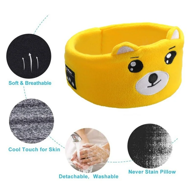 NEW Soft Elastic Comfortable Wireless Music Earphones Kids Animal Sleeping Headphones Eye Mask Bluetooth 5.0 Headphones Headband