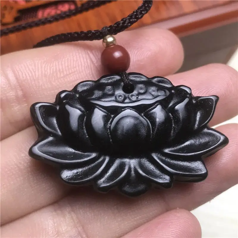 Ink Jade Lotus Pendant Women's Sunny Flower Blooming Necklace Simple and Versatile