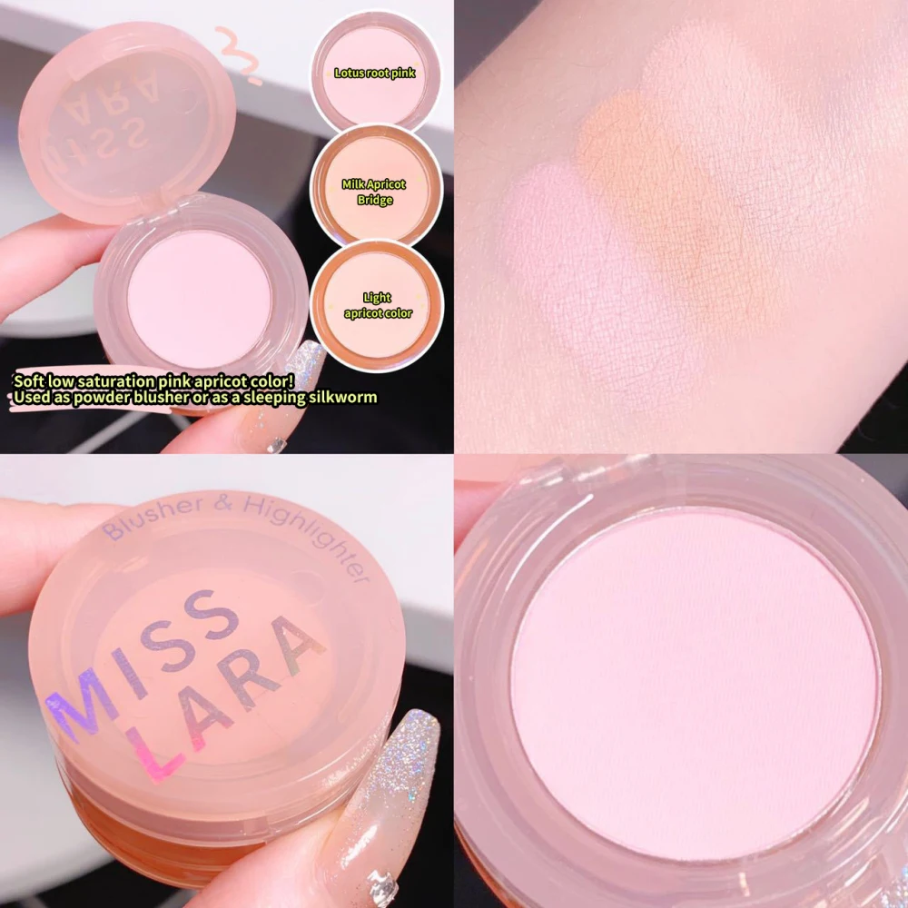 Paleta Highlighter portátil para contorno facial, 3 em 1 Bronzers, Iluminar Maquiagem, Glitter Em Pó, Rosto Blusher, 3 Cores